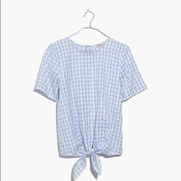 Gingham check front tie top - Picture 4 of 5